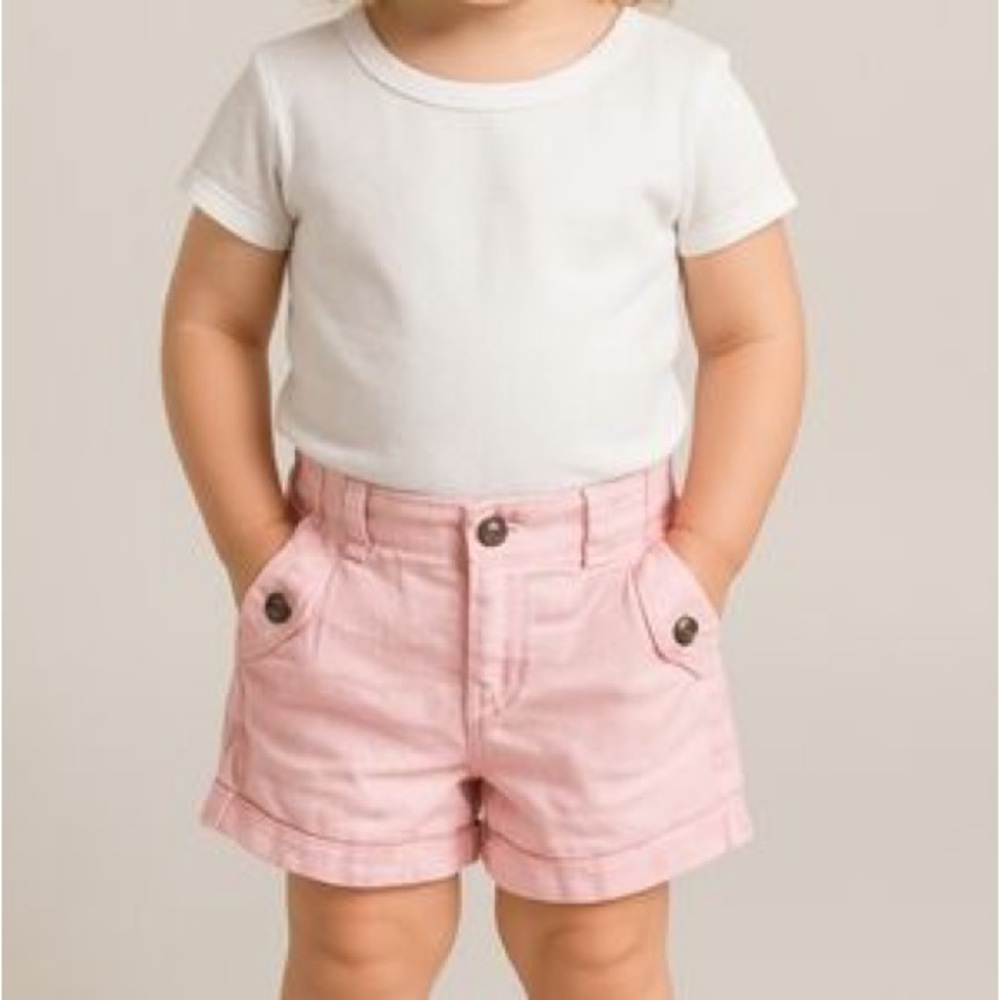 Janie and Jack Pink Linen/Cotton Shorts, 3-6 Mo